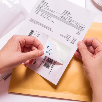 integrated form and label sheets, form + label combination, single pass form label, form label printing, e-commerce form label combination